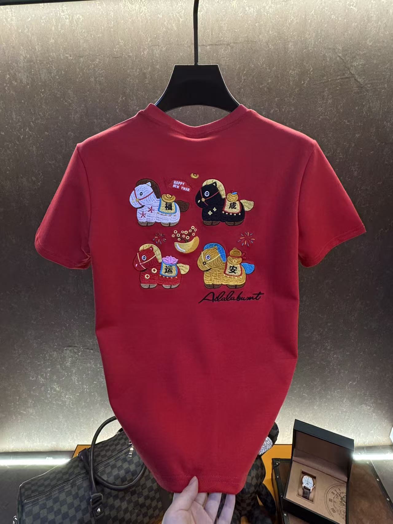 发 2026【财神到】新年款男士T桖重磅短袖百搭高级感时尚短袖78915