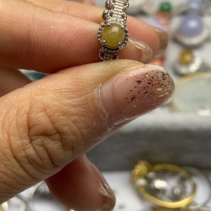 翡翠戒指银S925镶嵌戒指