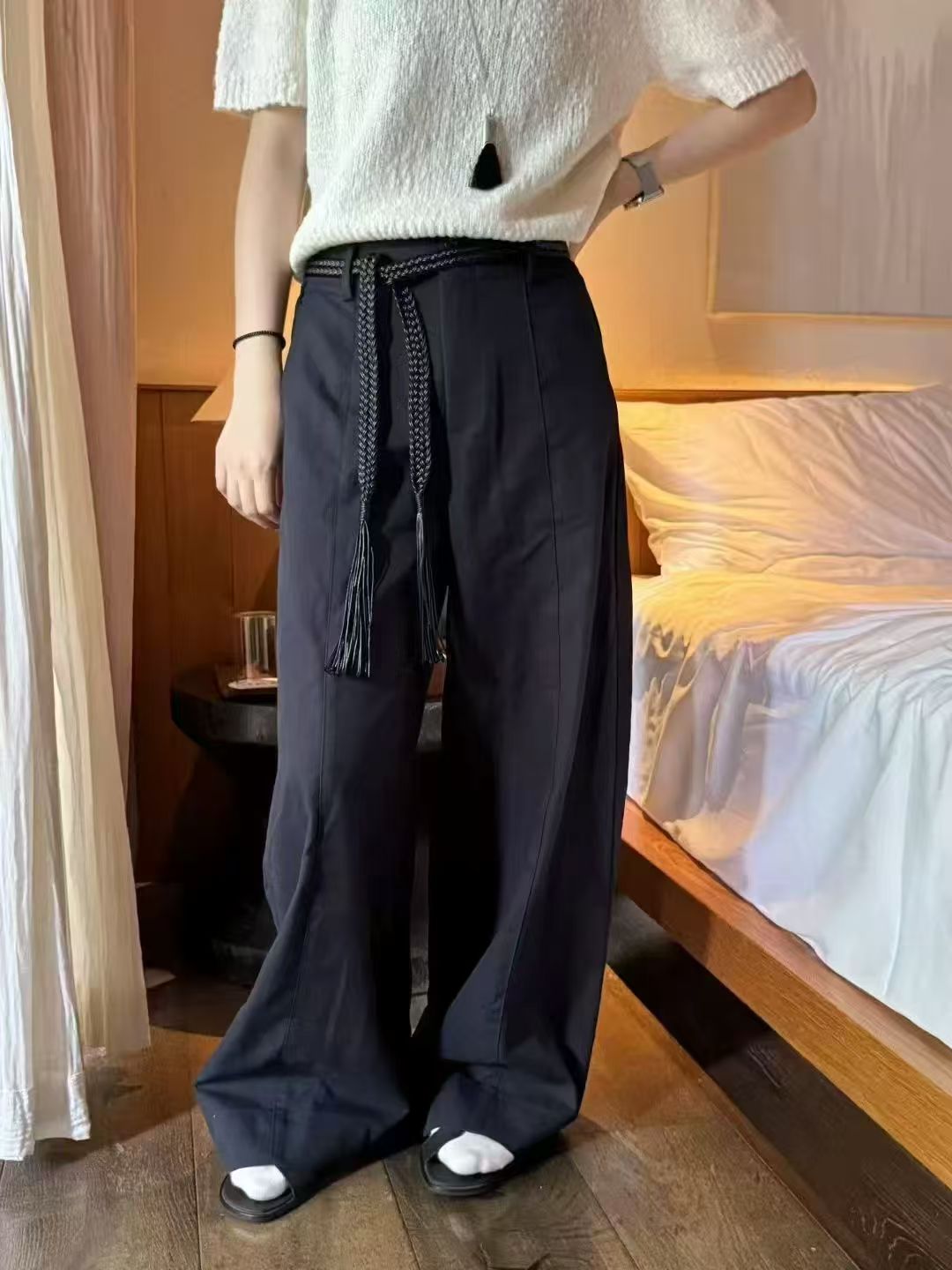 【钰姐精选】依水8510-韩系显瘦工装简约休闲裤百搭时尚设计感宽松