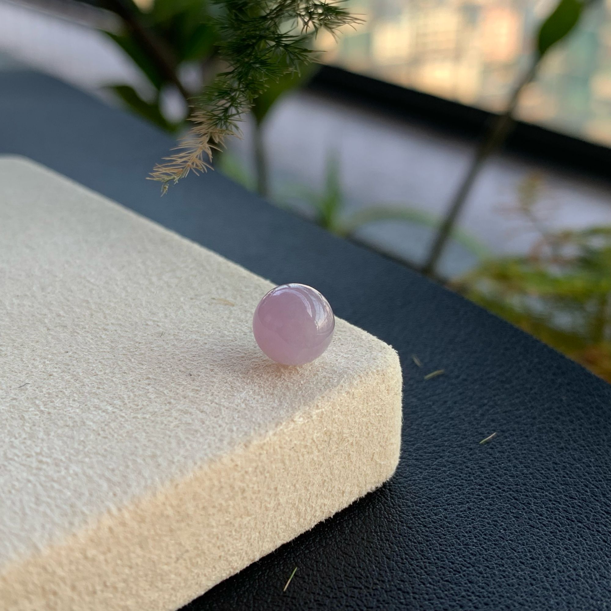 缅甸天然a货翡翠卡7.7mm粉紫