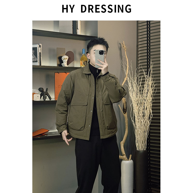 【HY穿搭】冬季「型格御寒 告别臃肿」时尚翻领工装裁片羽绒服外套