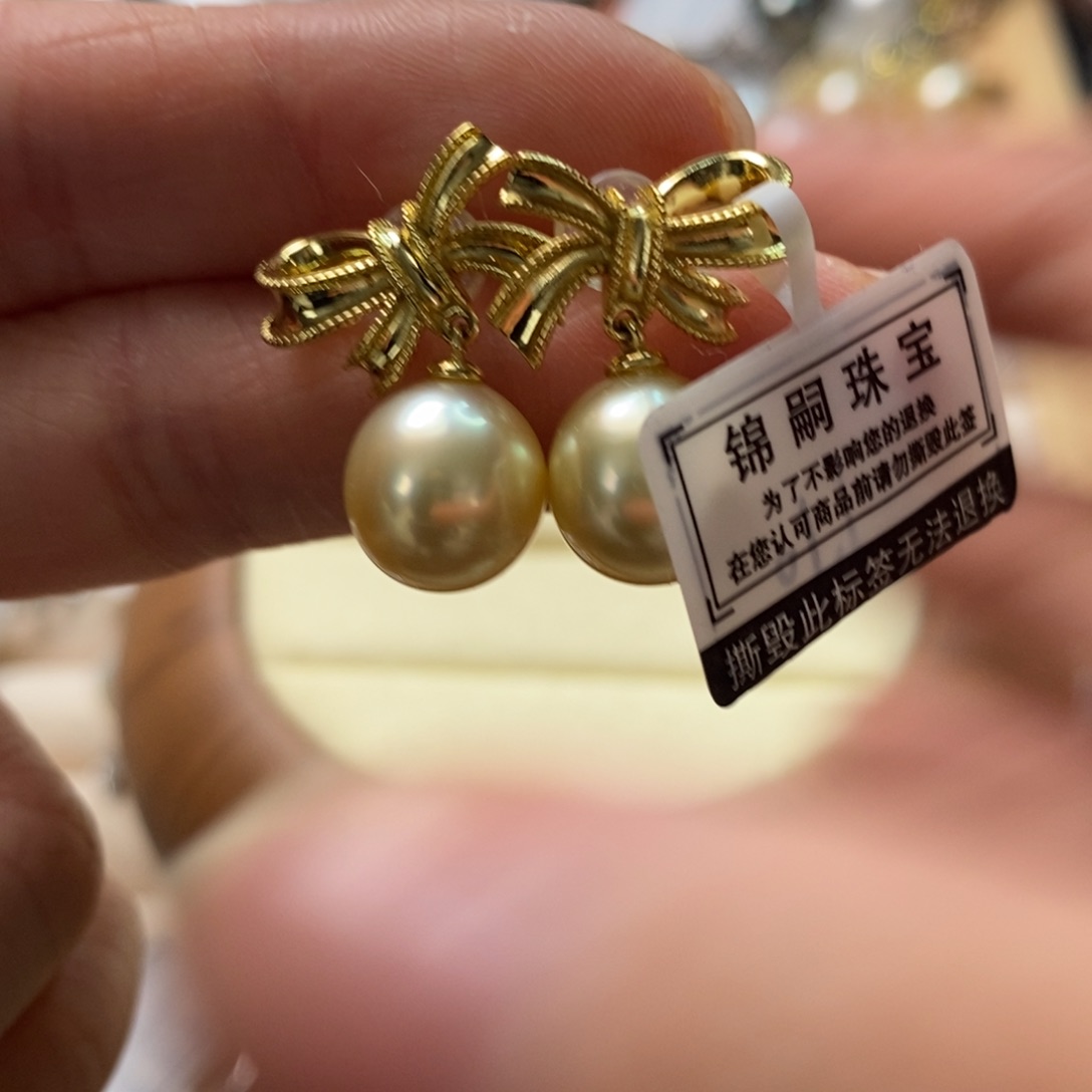 海水珍珠耳饰银S925镶嵌