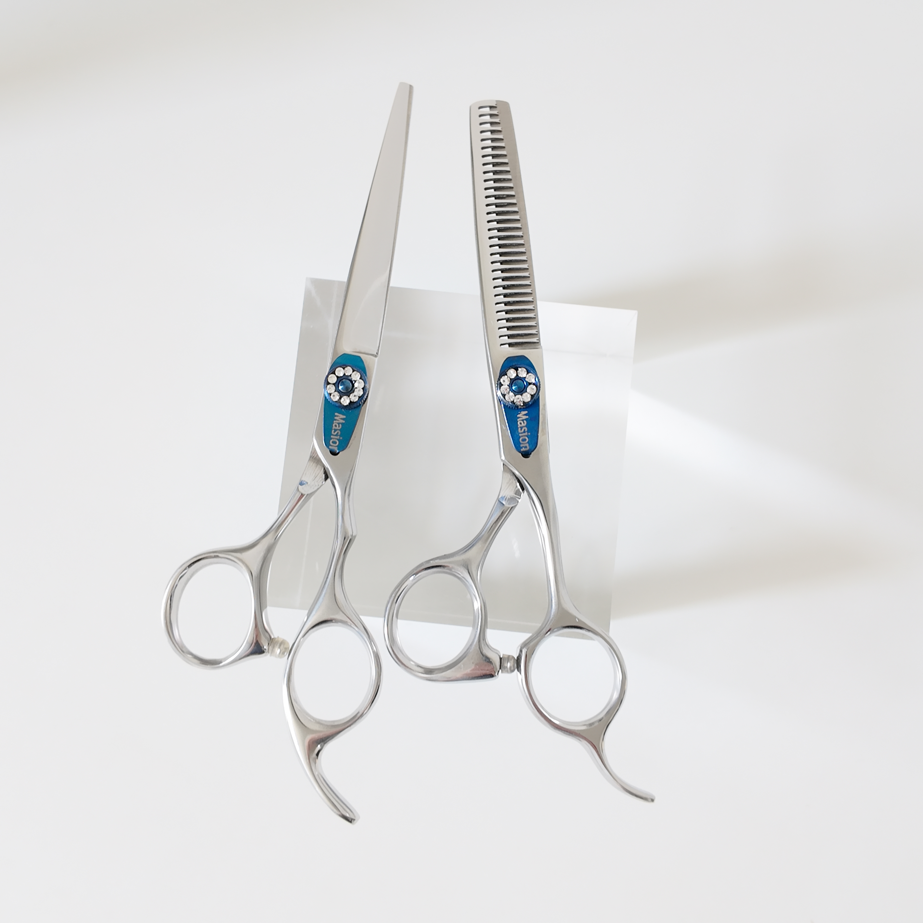 6.0inch弹片蓝宝石平剪牙剪发廊美发师理发剪刀