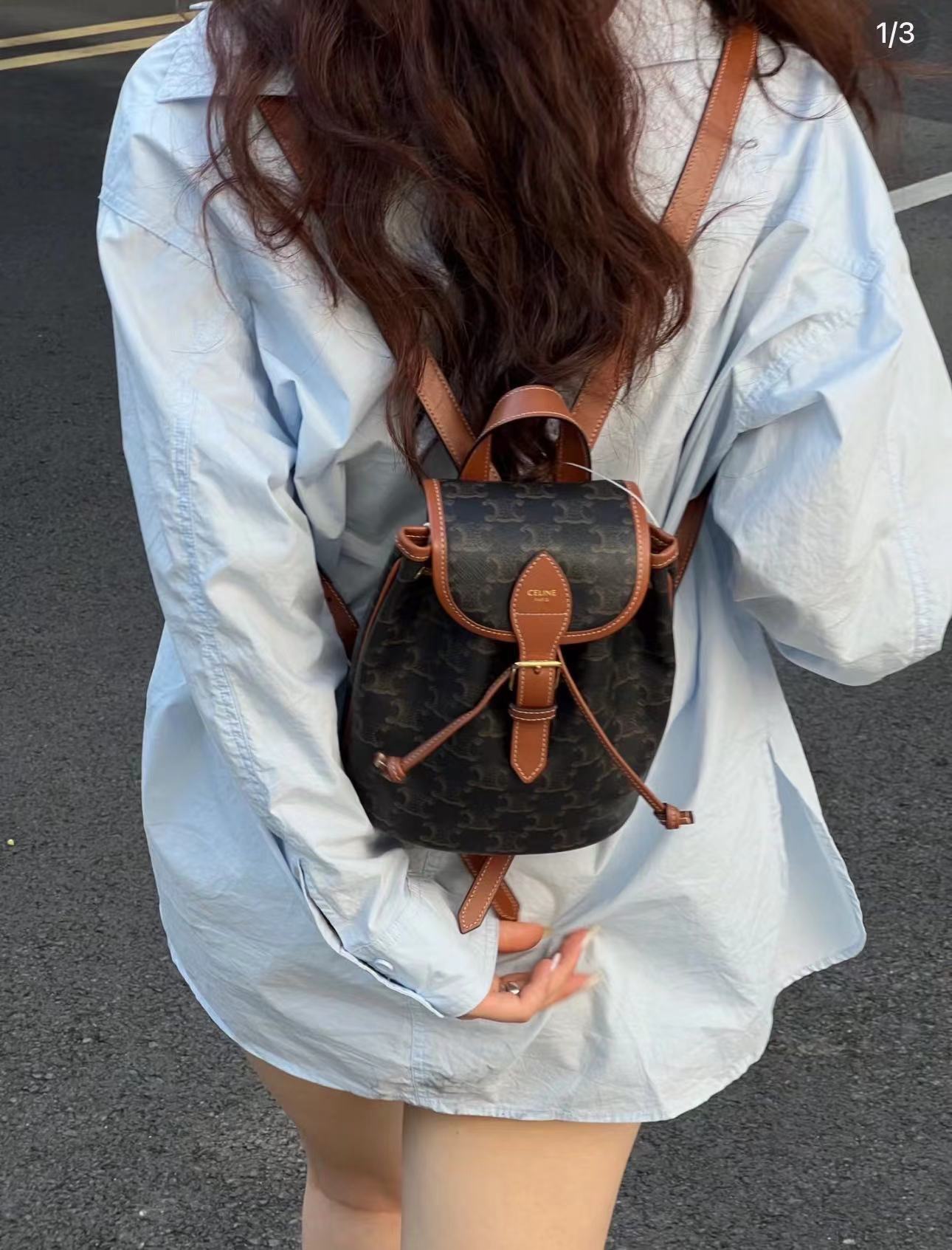 95新 Celine/思琳 老花双肩包 17cm 14050179