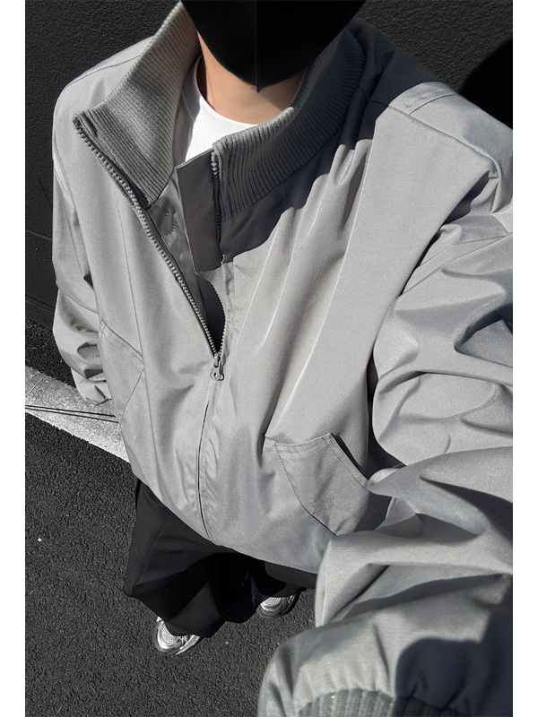 bomber飞行夹克外套男款秋季潮牌cleanfit廓形短款高街棒球服上衣