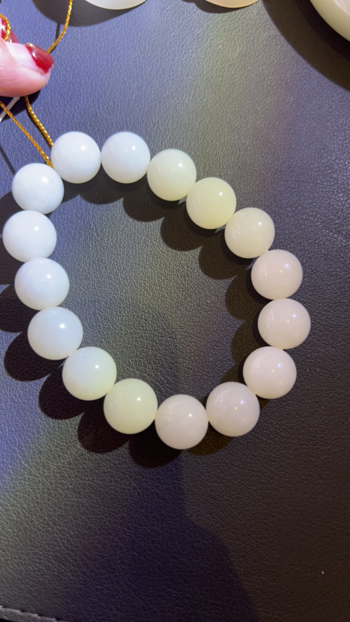 和田玉白玉手串13mm