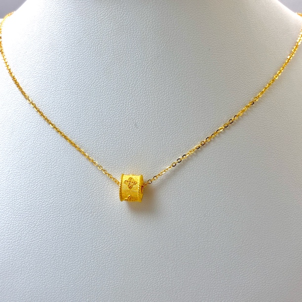 纯万福足金999黄金5g工艺拉丝星芒路路通项链时尚轻奢复古