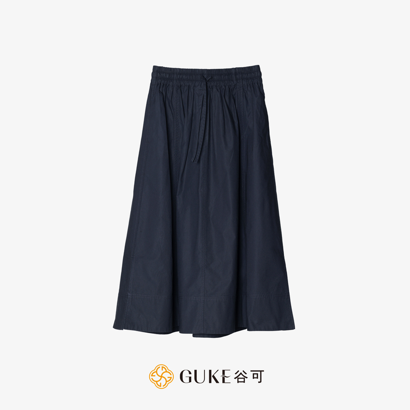 Q1182休闲抽褶半裙2025新款夏季高腰百搭中长款半身裙子