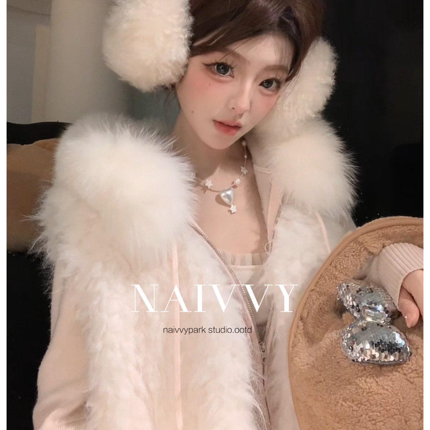 俏俏专属【雪山度】NAIVVY气质百搭宽松设计师韩版时尚上衣马甲外套