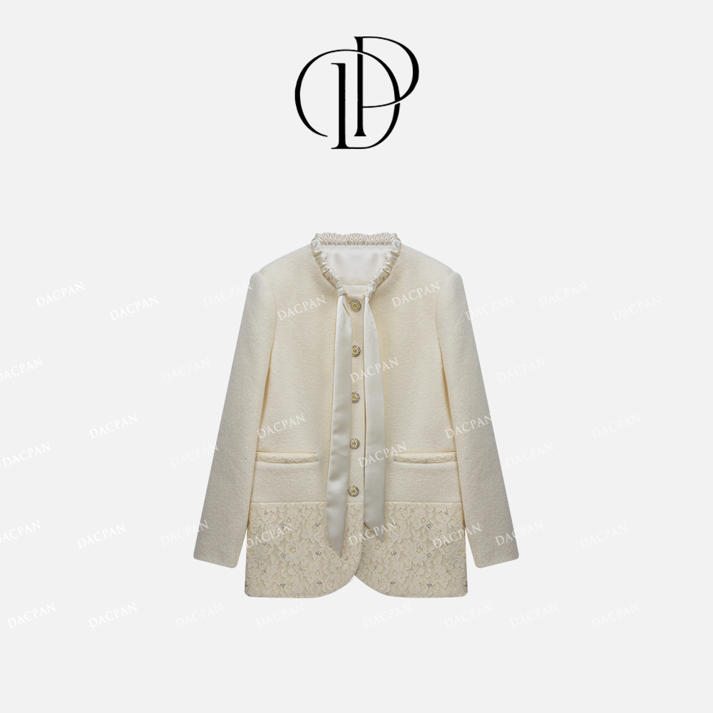 DACPAN-“晚宴流光”羊毛小香风拼接外套 2024/盼•PP  24112414