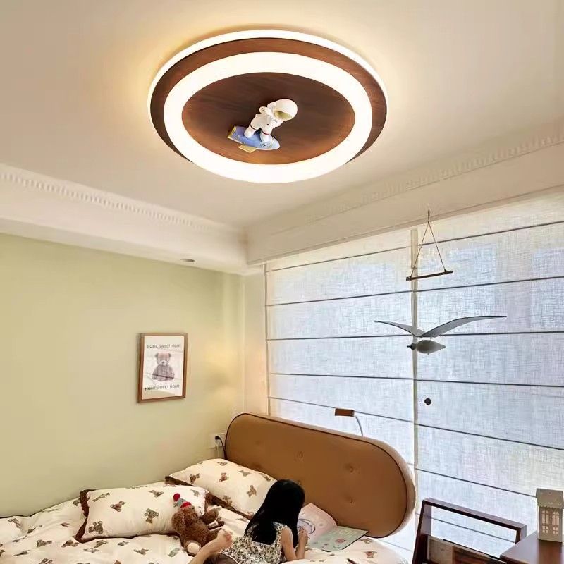 中古风儿童房吸顶灯复古创意卡通宇航员护眼房间灯艺术个性卧室灯