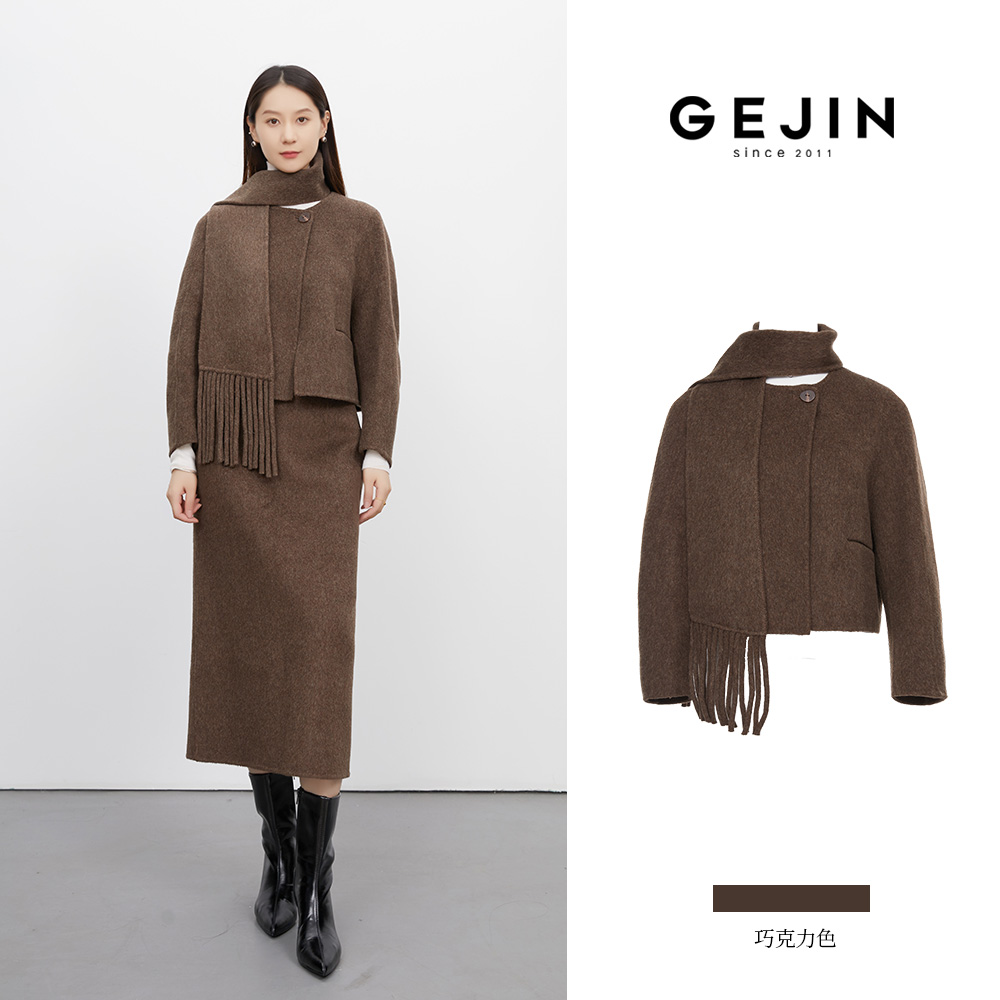 GEJIN/歌锦冬季小香风优雅气质复古时尚百搭毛呢外套94125925181