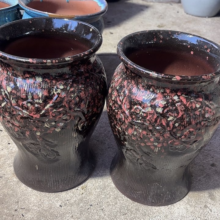 紫砂茶碗红彩两个口径16高度26