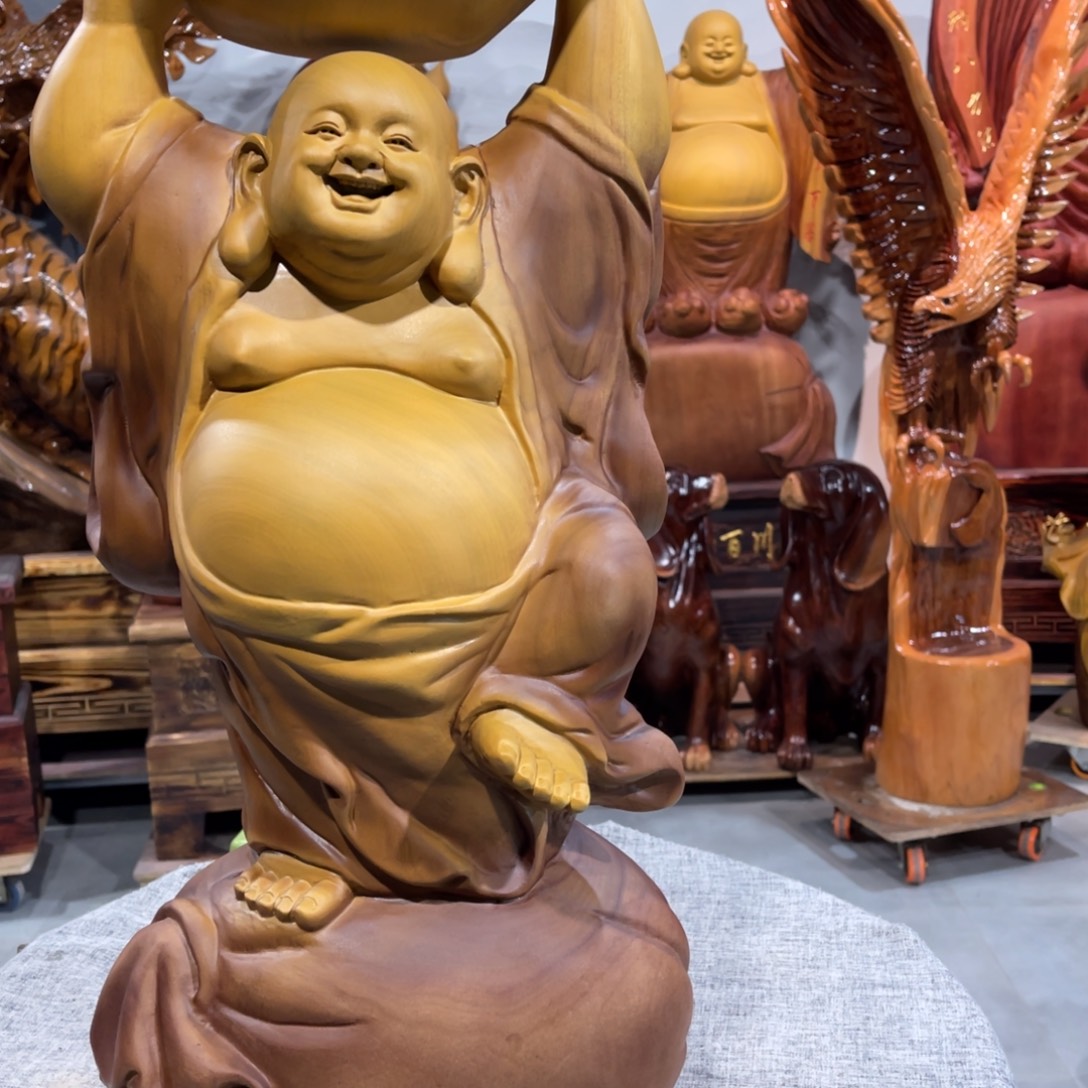 南***织香樟木香樟木手工雕刻弥勒