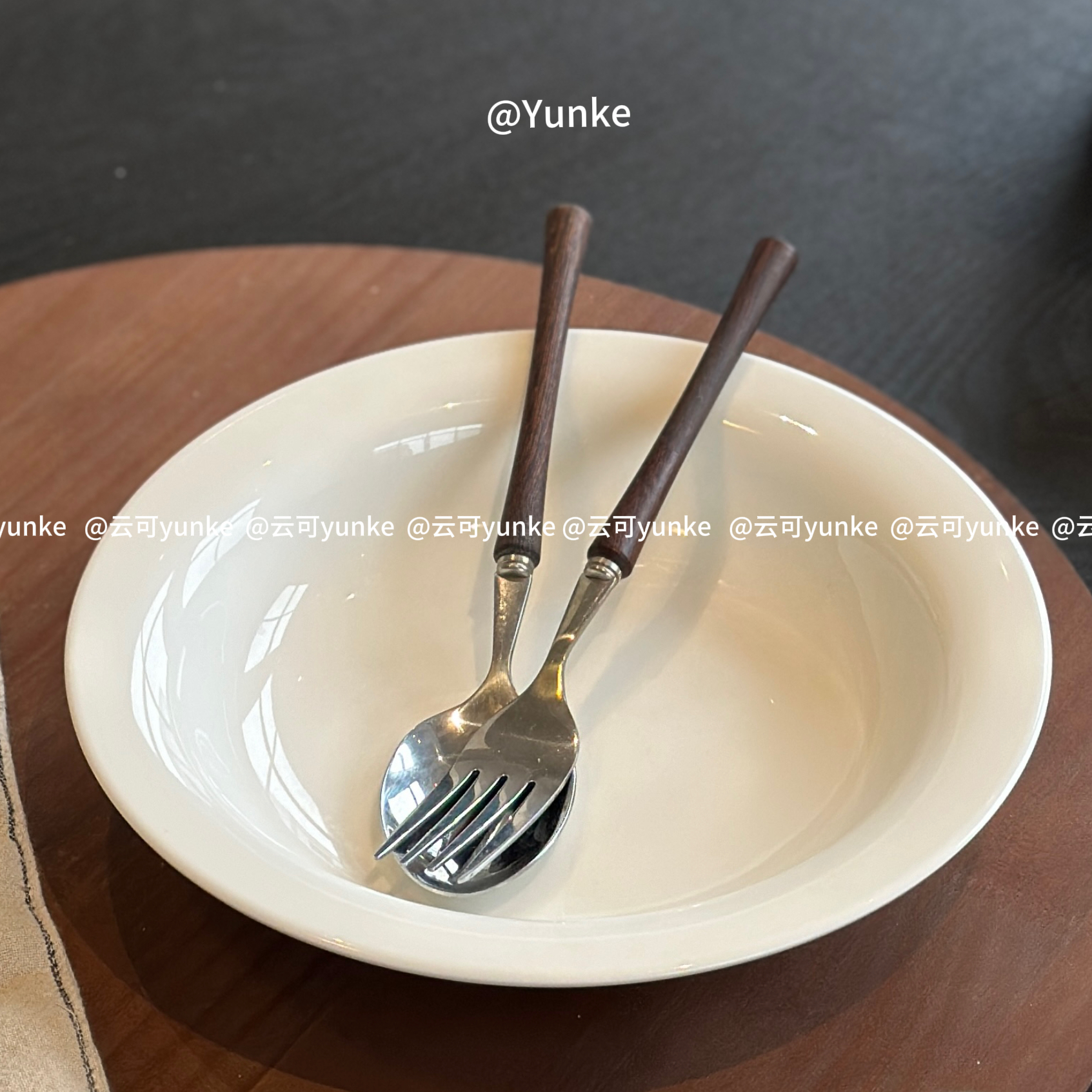304不锈钢原木小蛮腰叉勺蛋糕勺