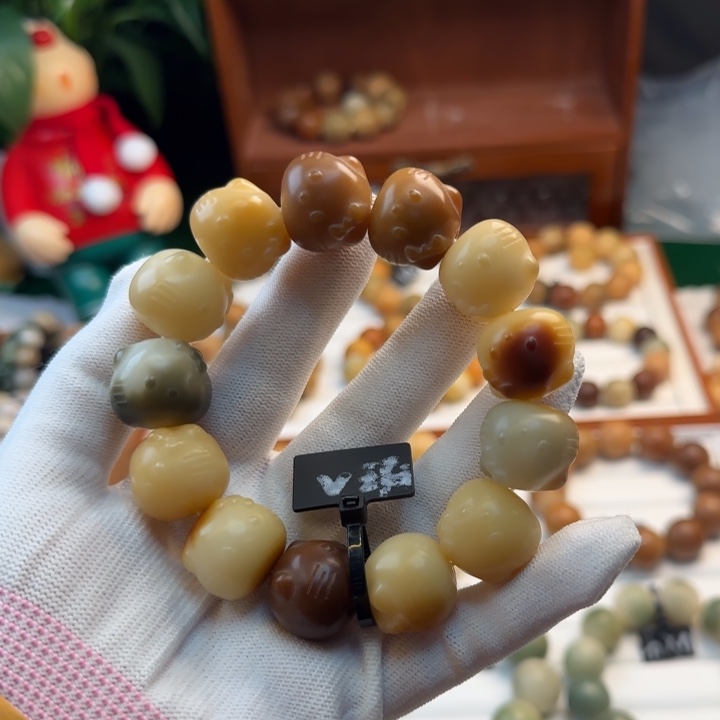 菩提根/象牙果手串卡20雕刻工艺干磨微瑕