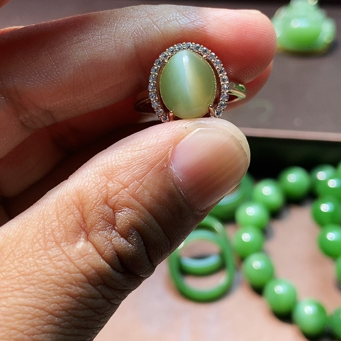 和田玉（碧玉）银S925镶嵌手链