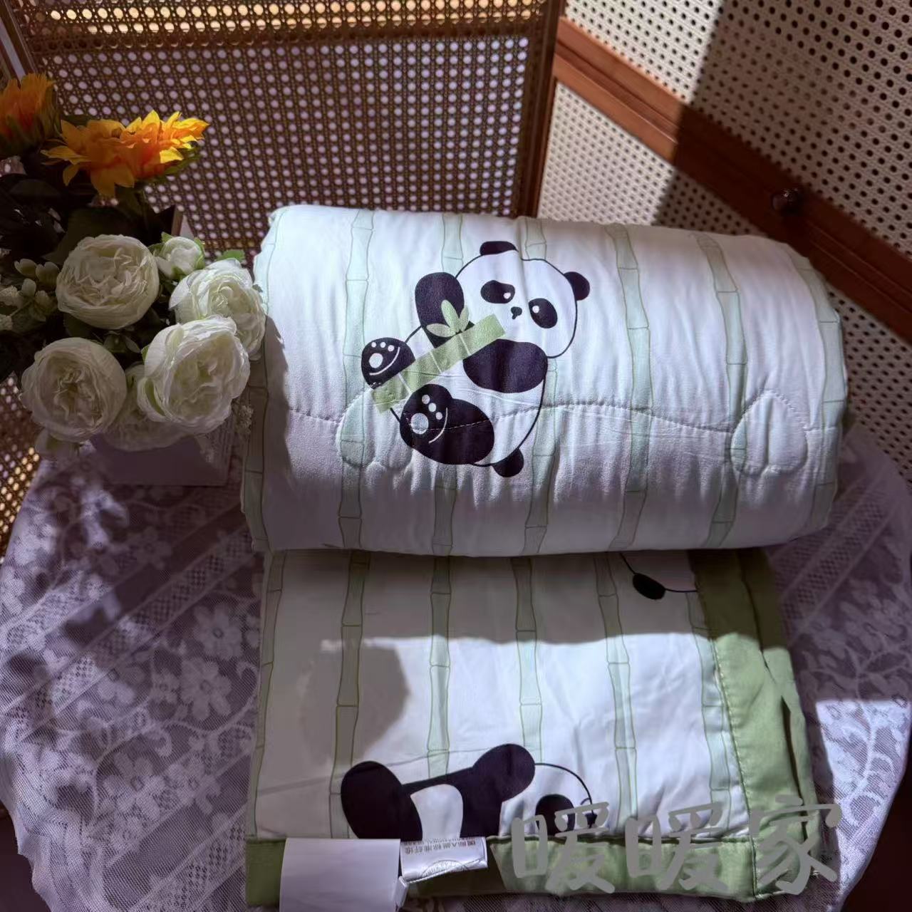（竹子熊猫）150*200可爱风四季柔软云纱棉夏凉被被