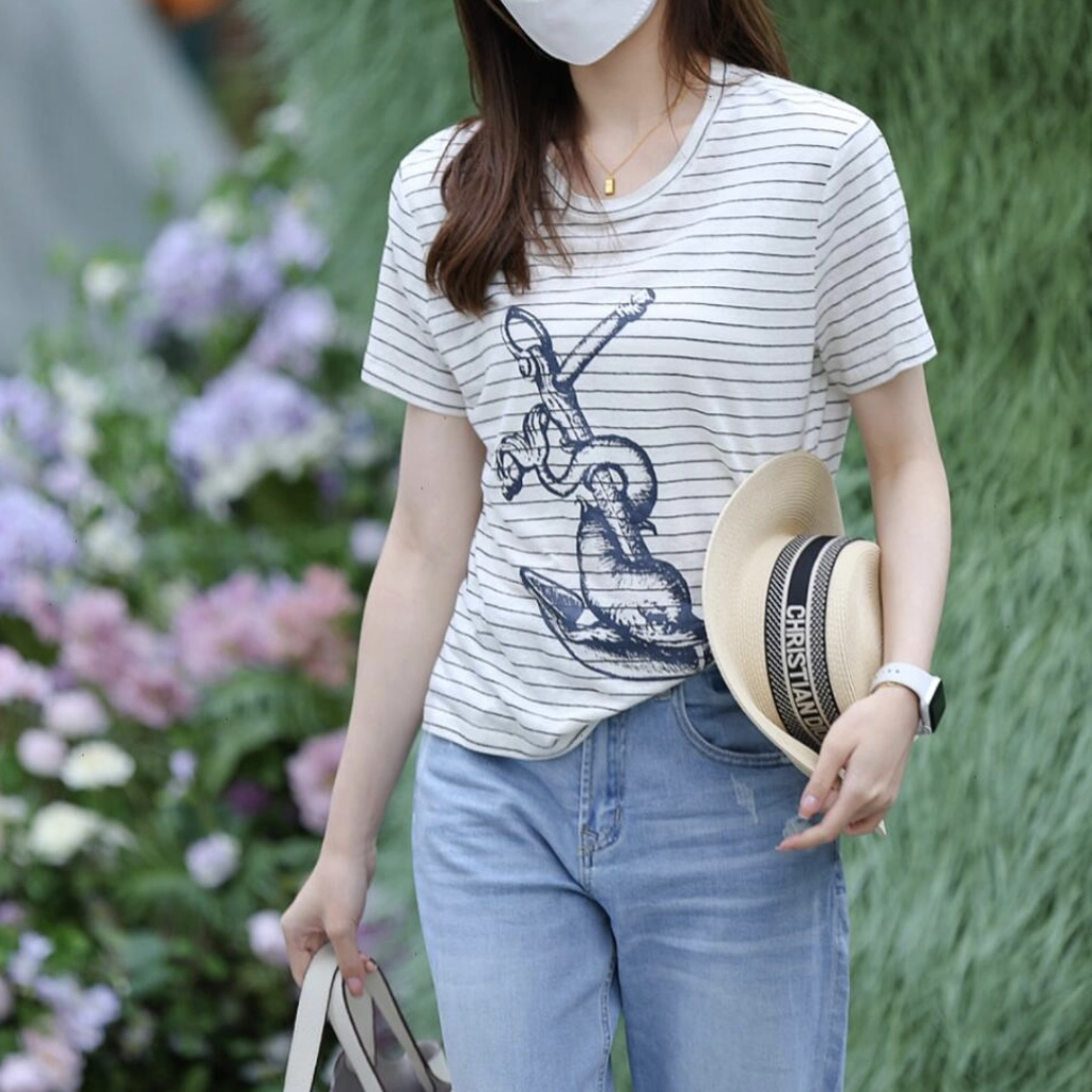 99新 DIOR/迪奥 3153 条纹船锚短袖 M码