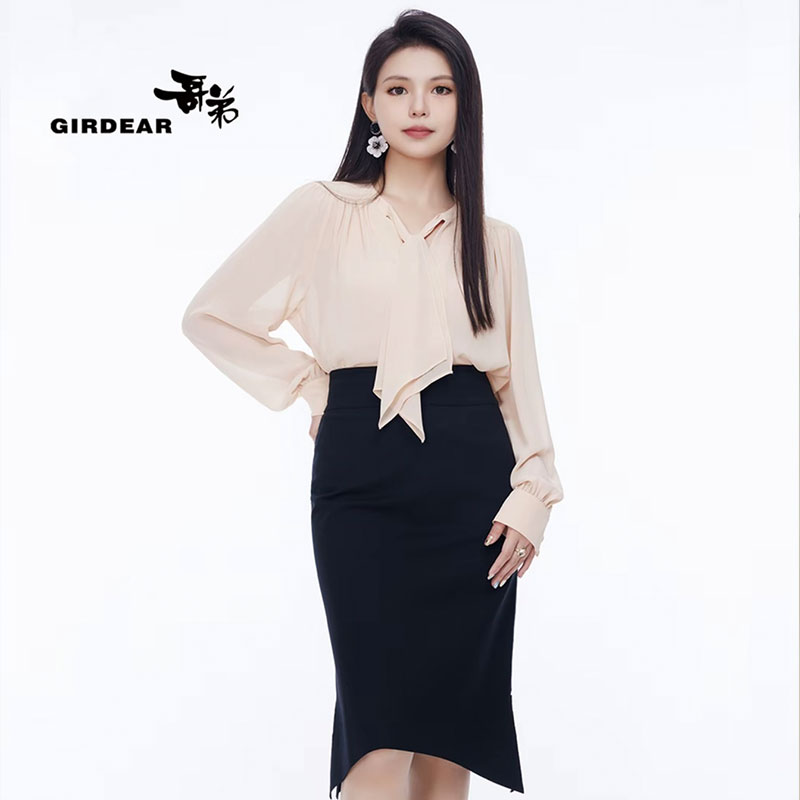 GIRDEAR/哥弟衬衫长袖新款时尚气质简约衬衣通勤1300730 