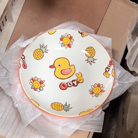 微瑕，不能明火，口径20高度2.5，4个鸭子深盘