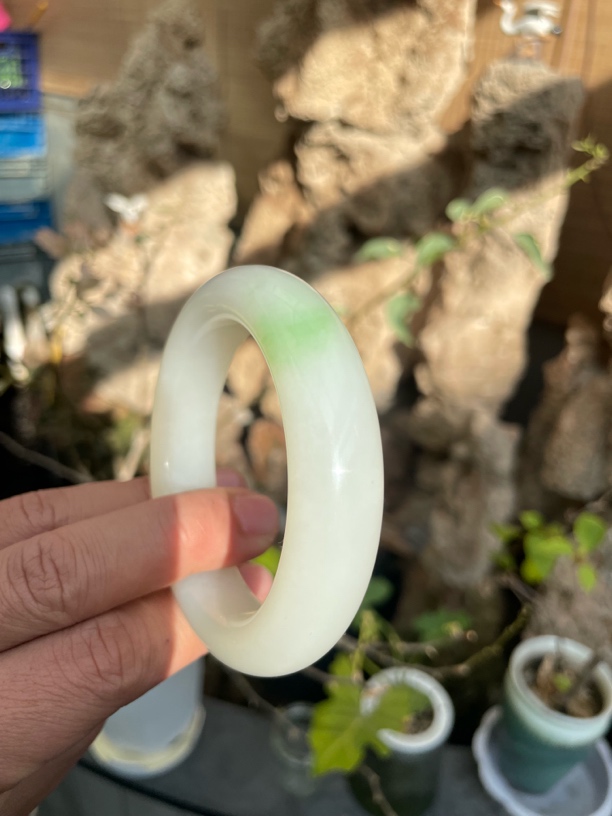 116和田玉翠青老熟料手镯57.4圈