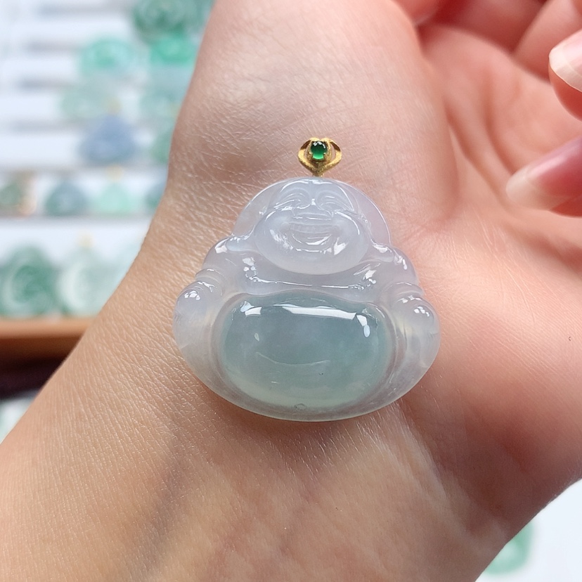 【闪购商品】翡翠吊坠(赠链)18K金镶嵌