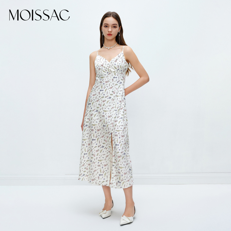 【小北专属】MOISSAC夏季新品性感时髦印花X型吊带连衣裙