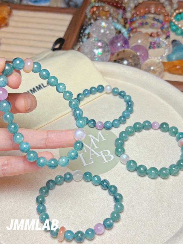 【生生不息】JMMLAB天然高品蓝绿晶紫锂辉水晶手串
