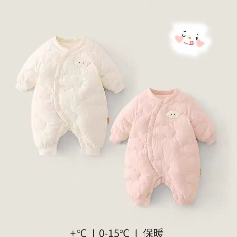 婴儿连体衣冬季保暖可爱衣服宝宝爬服轻薄超萌外出服秋冬装哈衣