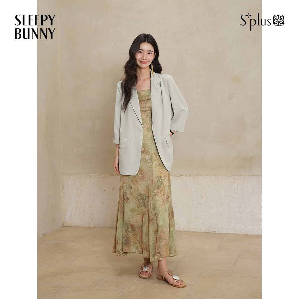 H瞌睡兔【清苍抗皱轻薄】八分袖休闲西装外套女薄款通勤气质2551802