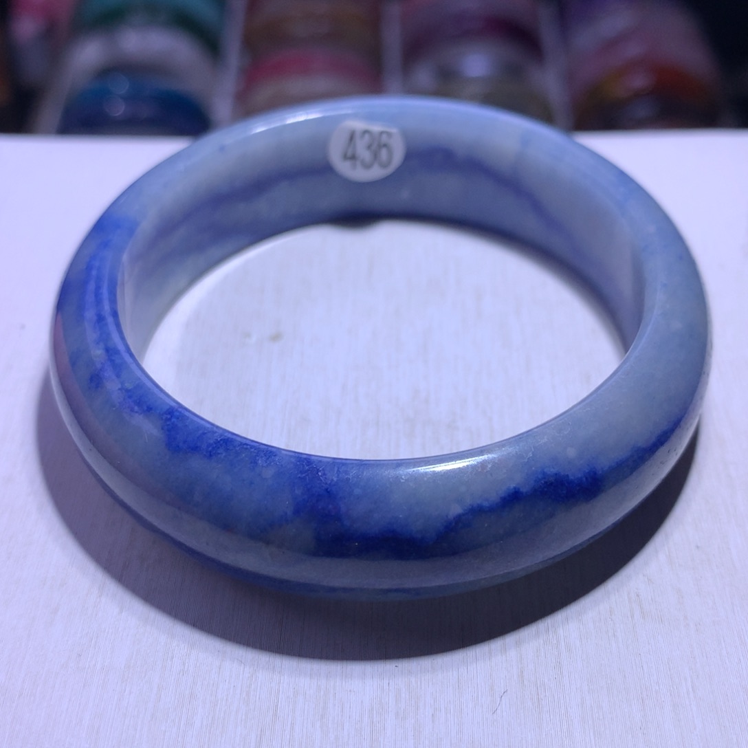 水晶银S925镶嵌手镯蓝线58.5圈436