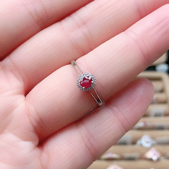 银S925镶嵌戒指红宝石