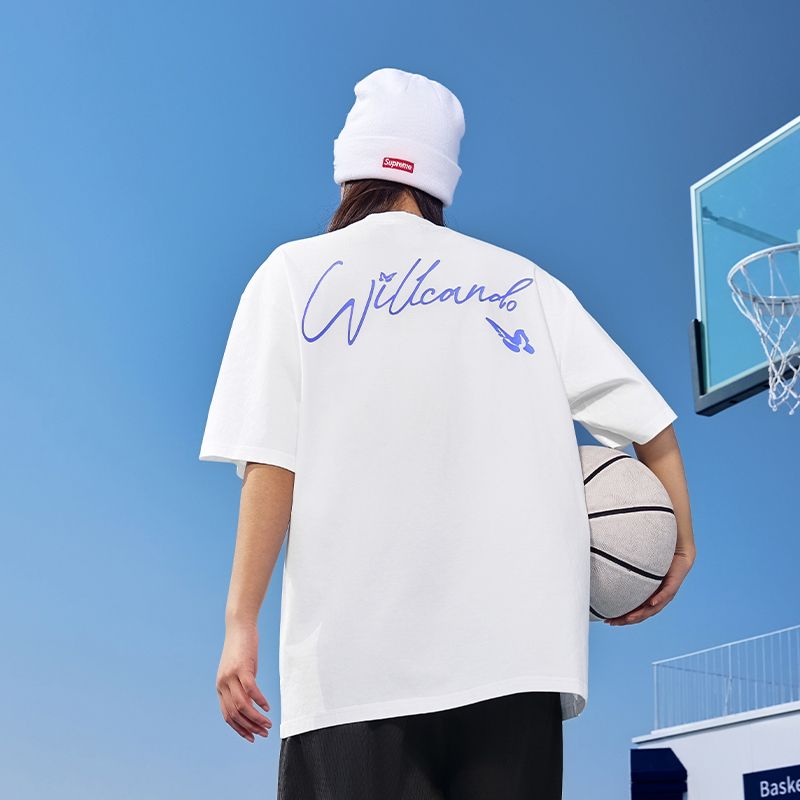 有志者UZIS蝶影美式休闲运动短袖男春夏新款宽松 透气篮球训练T恤