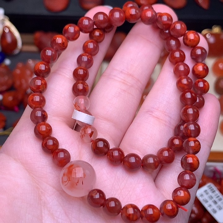 南红玛瑙未镶嵌珠宝半成品火焰纹diy