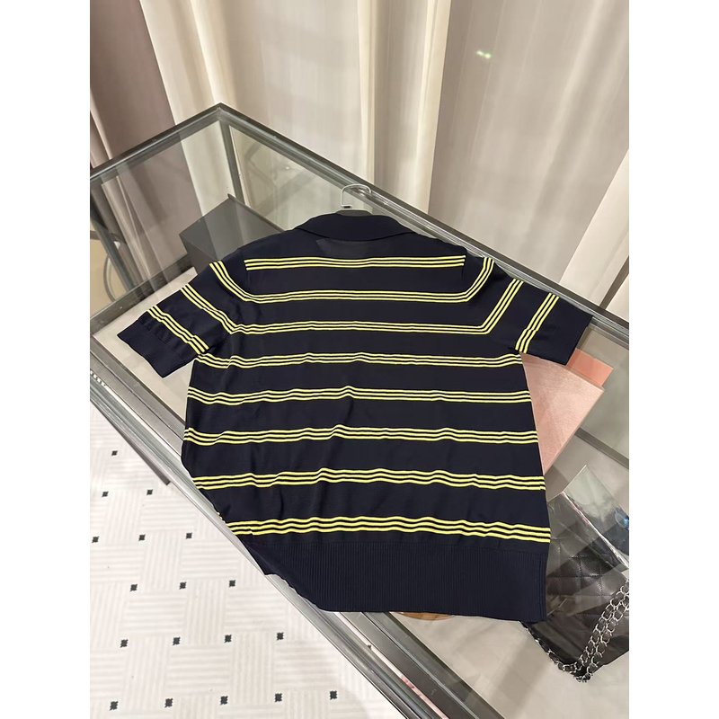 《039》毛针织衫女上衣POLO领短袖轻职风夏季设计感