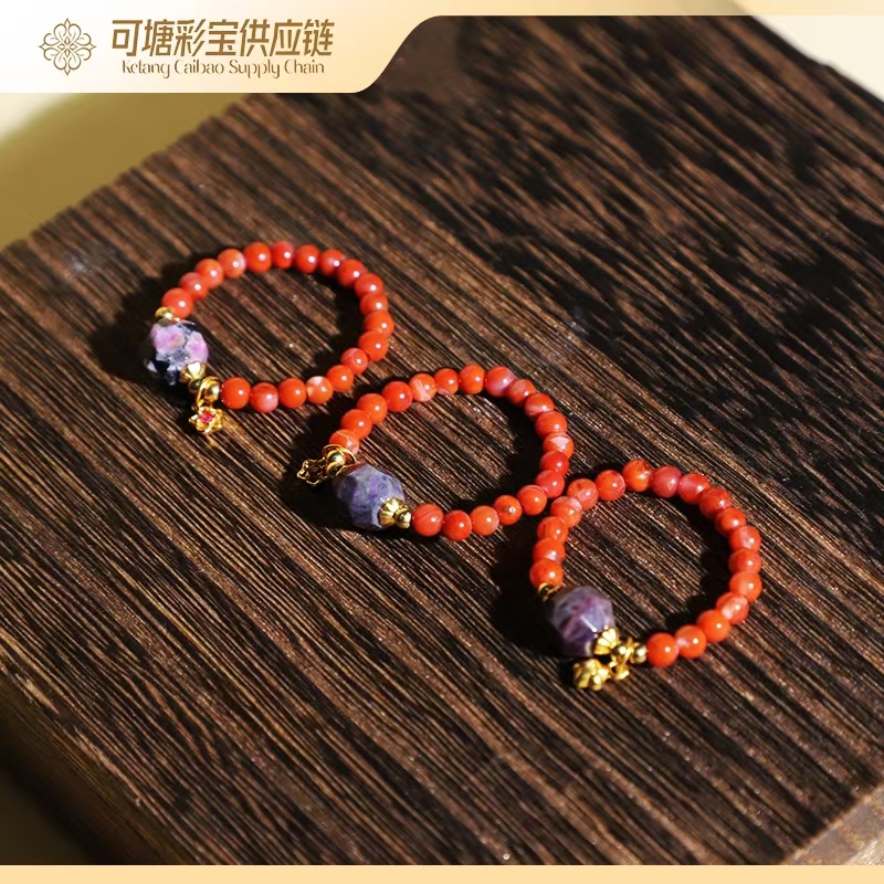 南非舒俱来 泥地樱花舒俱来DIY南红戒圈 KTCB-3634 多样性发一件