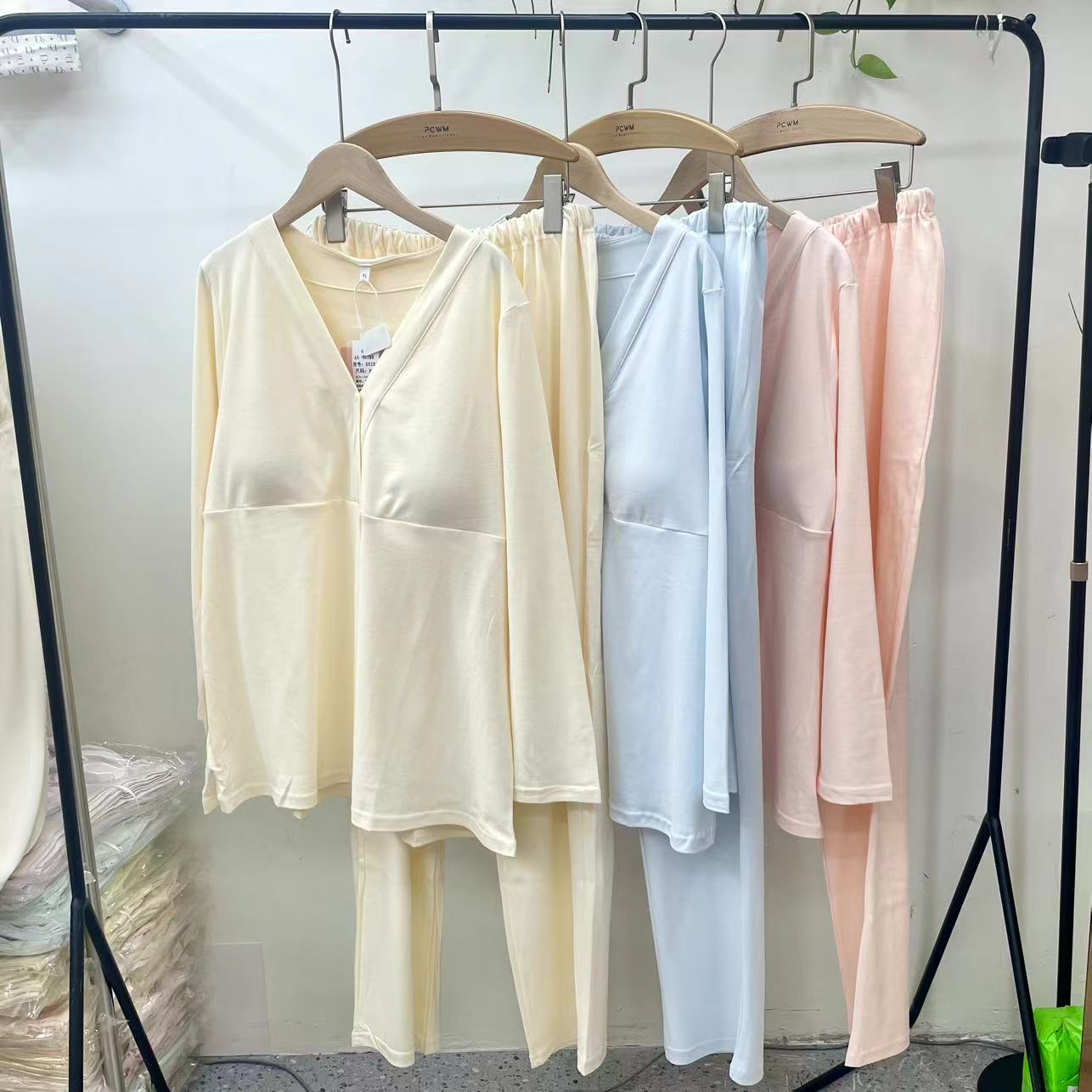 福孕妈咪春秋款喂奶月子服全棉吸汗带胸垫大码睡衣产后哺乳家居服