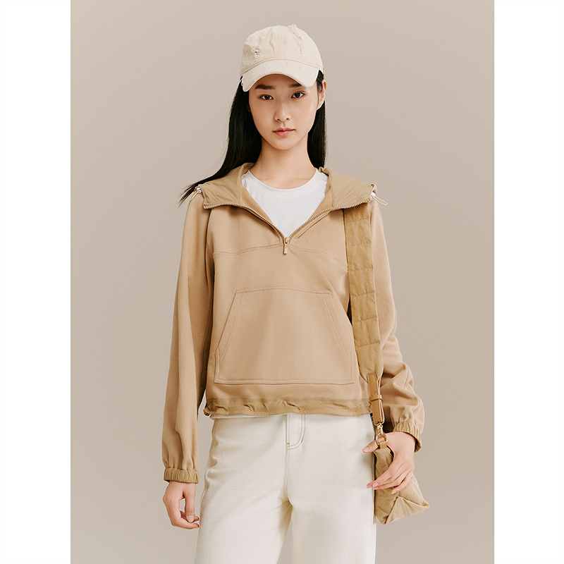 十二篮专选25冬新款美拉德连帽卫衣三醋酸棉宽松休闲女7C65570010