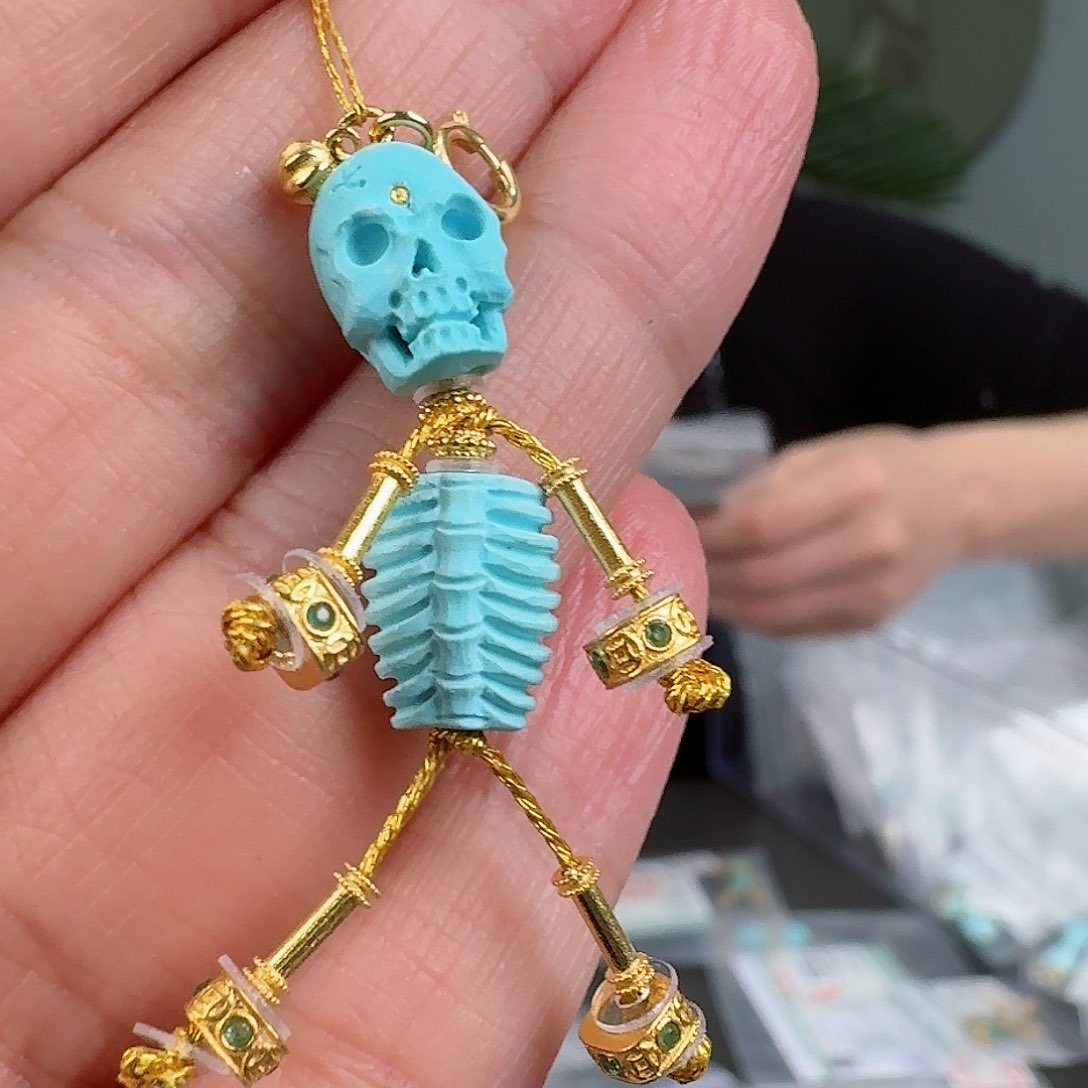 绿松石珠宝奇石18K金镶嵌