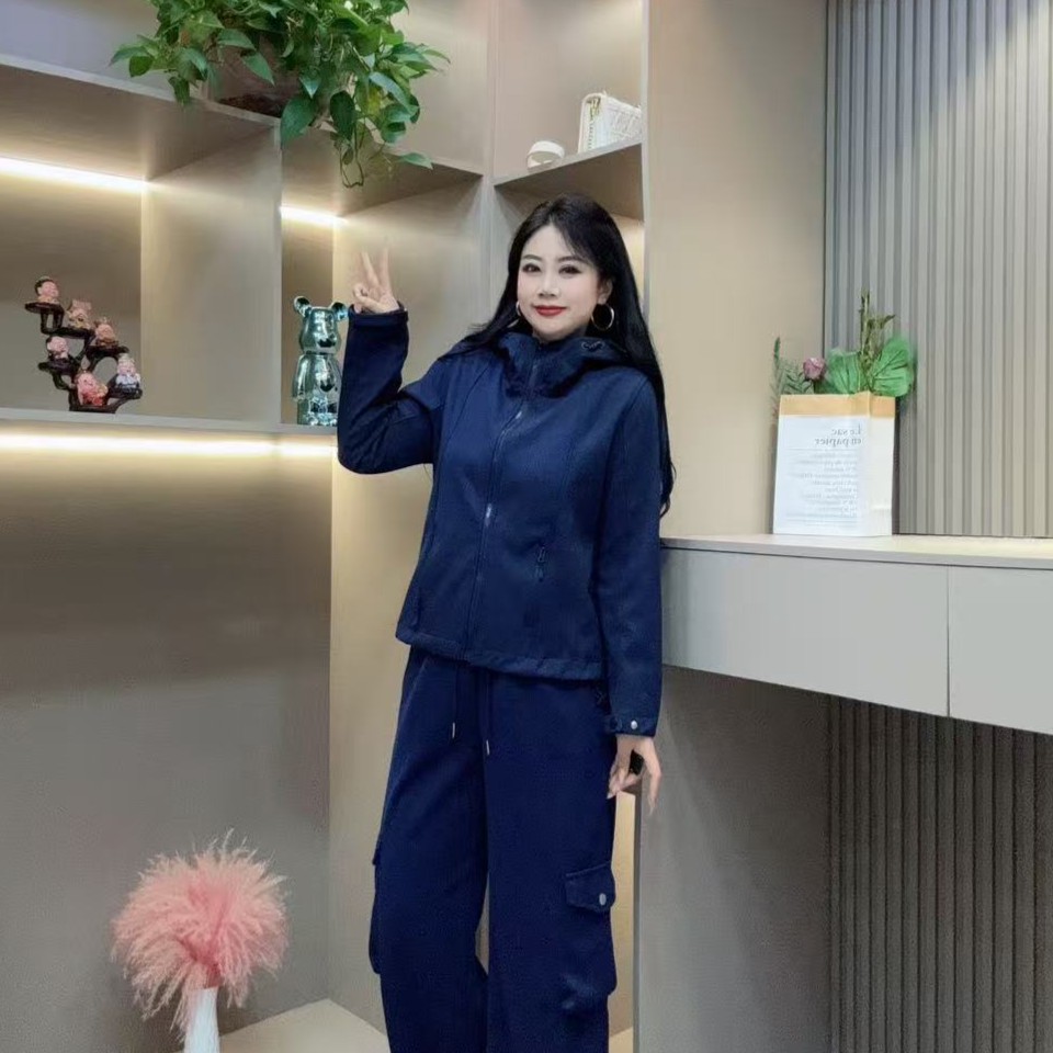 秋季外套-甜 5079时尚休闲加厚连帽设计百搭显瘦胖MM大码女装新款