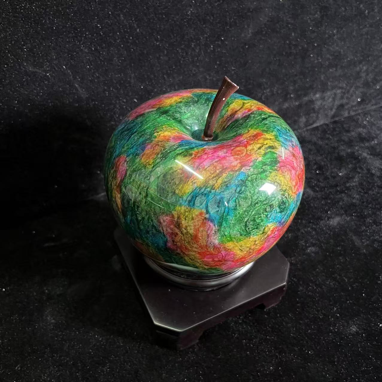 台湾七彩玉苹果摆件高端大气乔迁开业家居送礼佳品