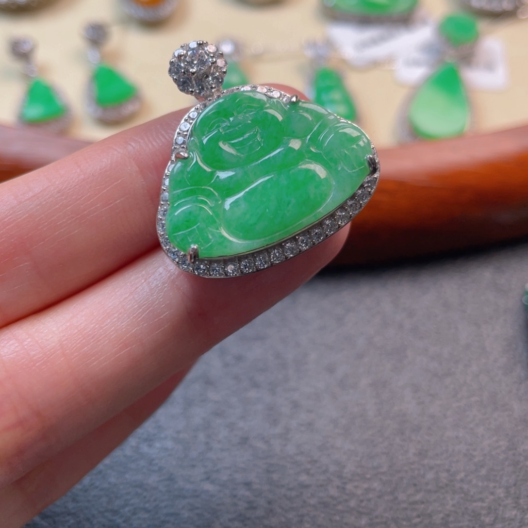 翡翠吊坠(不含链)银S925镶嵌