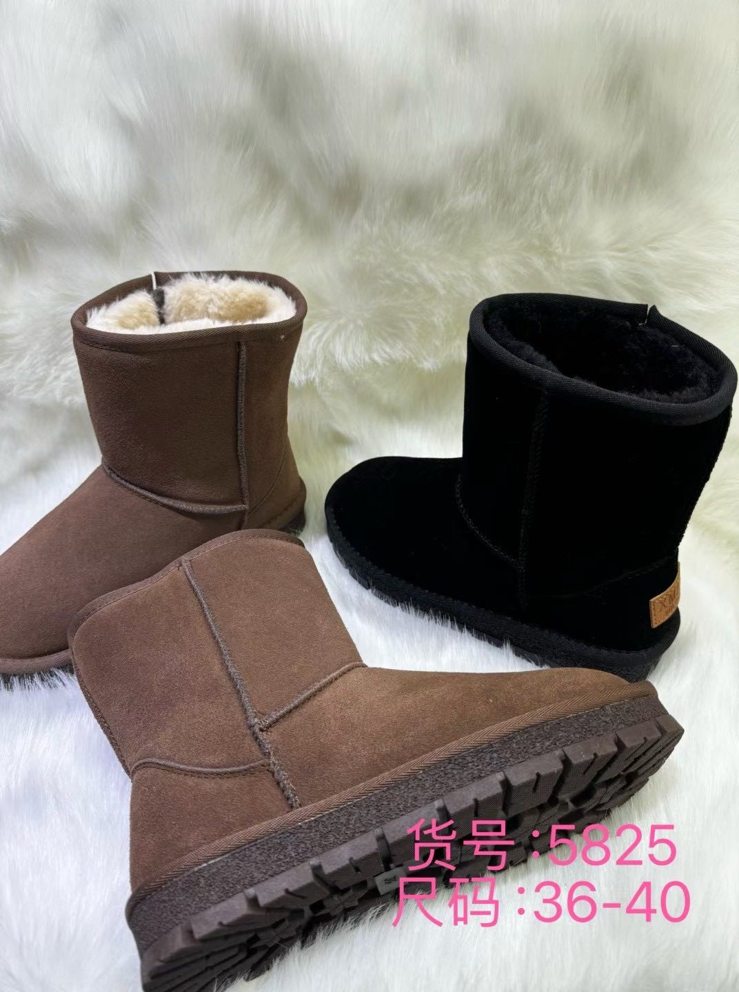 【5825】加绒磨砂皮雪地靴韩版圆头简约舒适保暖一脚蹬短靴新疆包邮