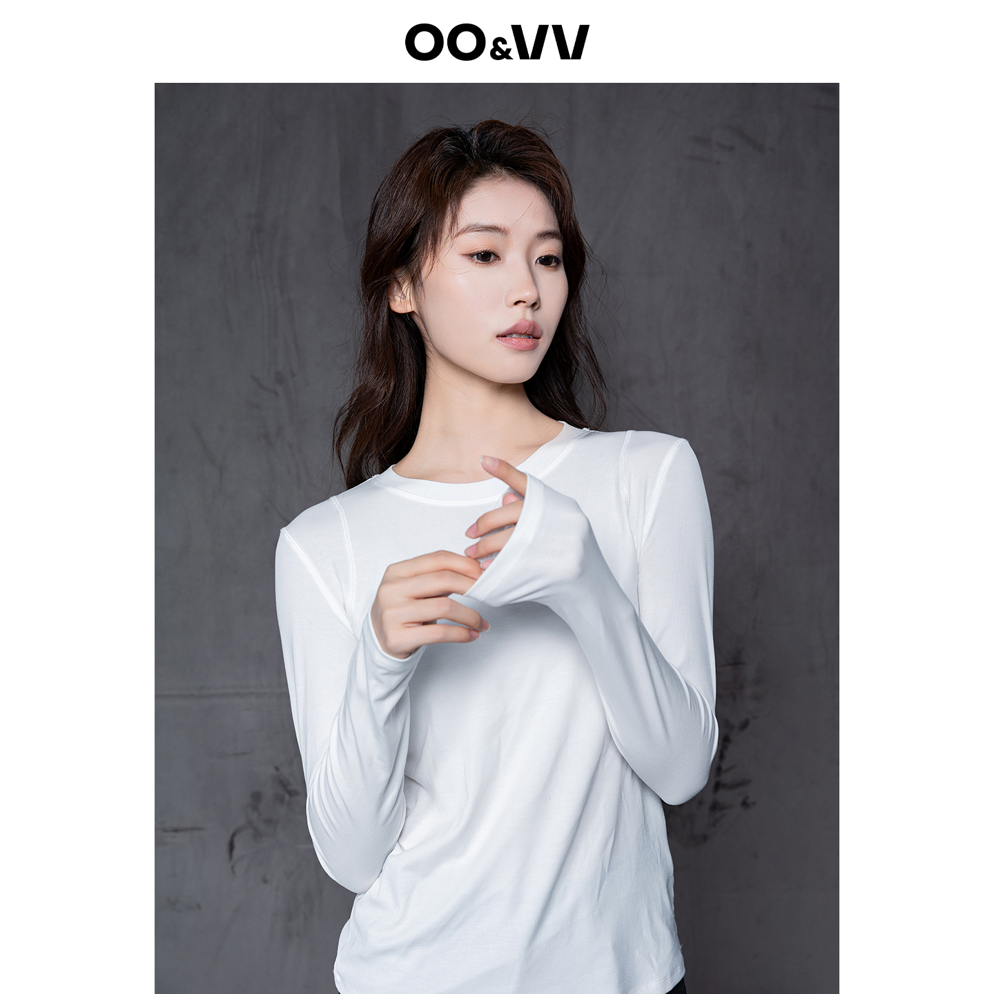 OO&VV2025秋新款莱赛尔时尚百搭显瘦长袖T恤女圆领套头打底衫上衣