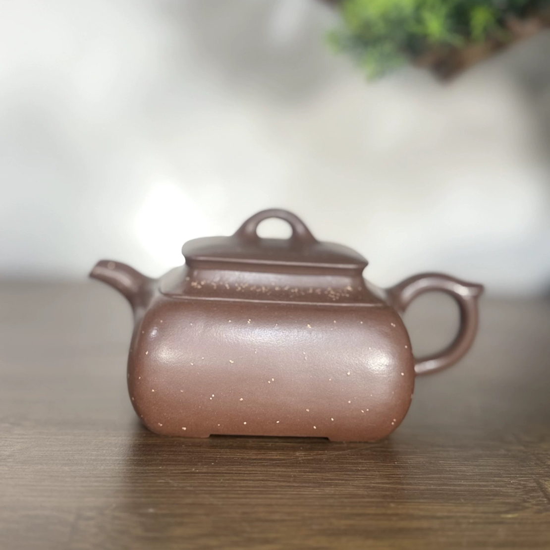 宜兴紫砂壶原矿革紫泥文人器原创薄胚手工铺砂云逸四方200CC