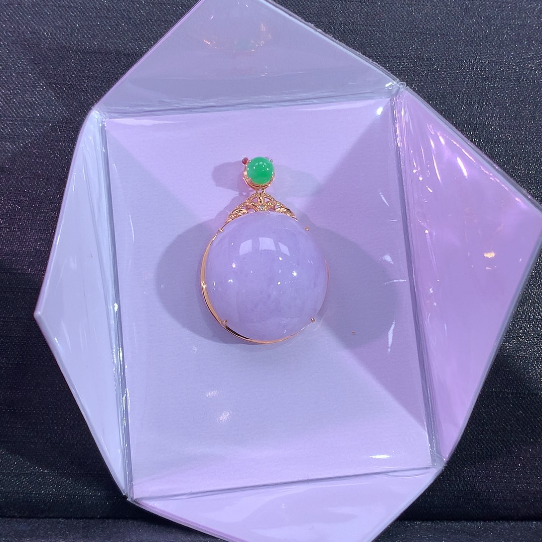 翡翠吊坠(赠链)18K金镶嵌