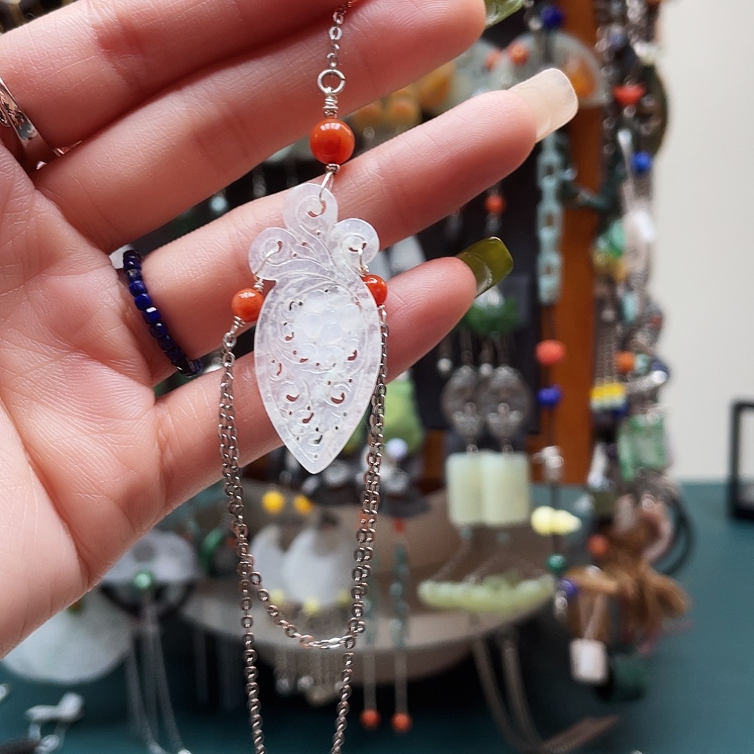 奇***姐翡翠银S925镶嵌耳饰饰品