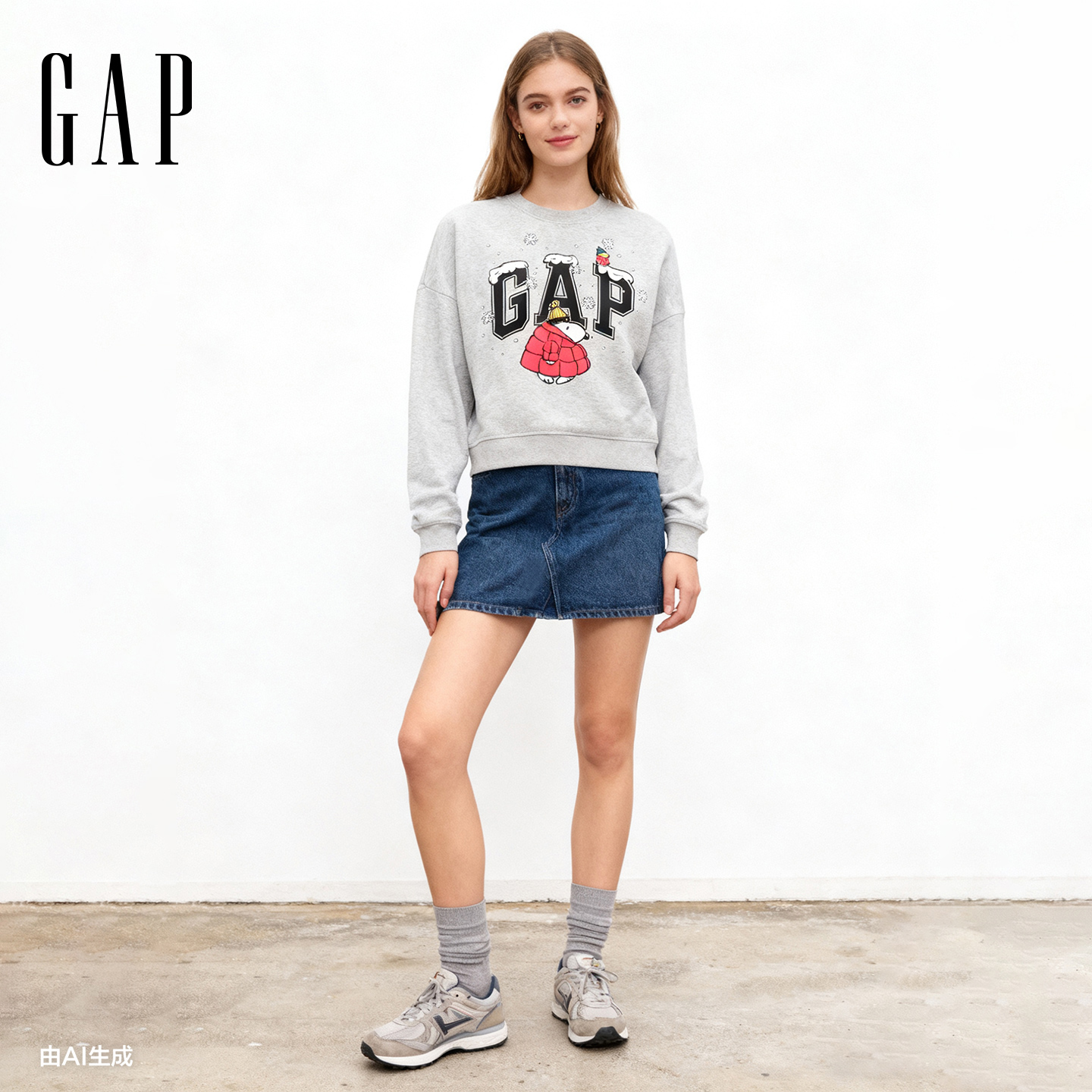 【成毅代言】Gap女装2025冬季新款圆领抓绒长袖卫衣美版784241