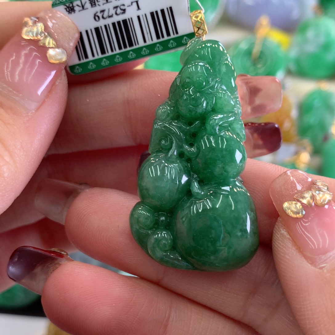 翡翠吊坠(不含链)18K金镶嵌